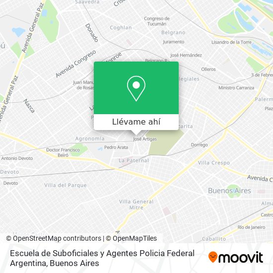 Mapa de Escuela de Suboficiales y Agentes Policia Federal Argentina