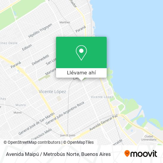 Mapa de Avenida Maipú / Metrobús Norte