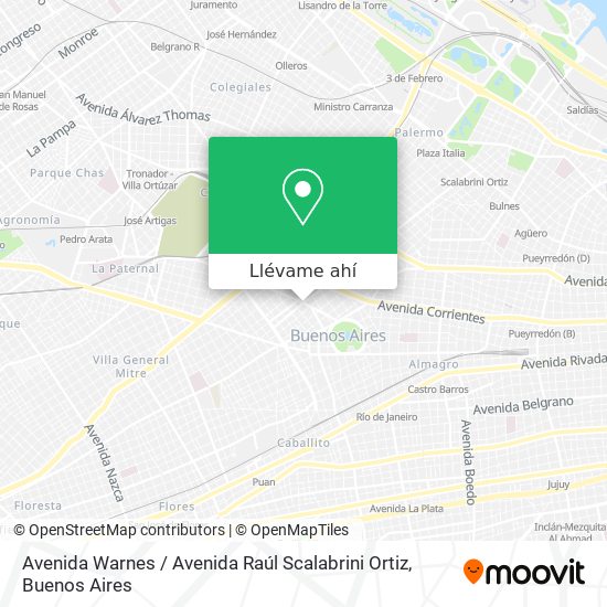 Mapa de Avenida Warnes / Avenida Raúl Scalabrini Ortiz