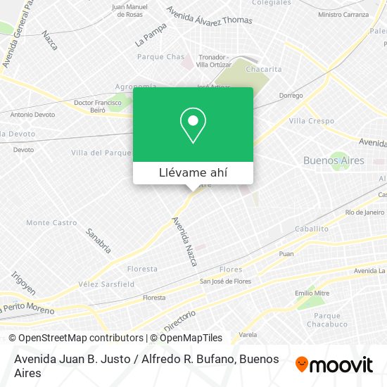 Mapa de Avenida Juan B. Justo / Alfredo R. Bufano