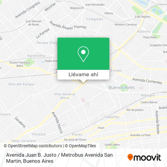 Mapa de Avenida Juan B. Justo / Metrobus Avenida San Martin