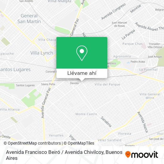 Mapa de Avenida Francisco Beiró / Avenida Chivilcoy