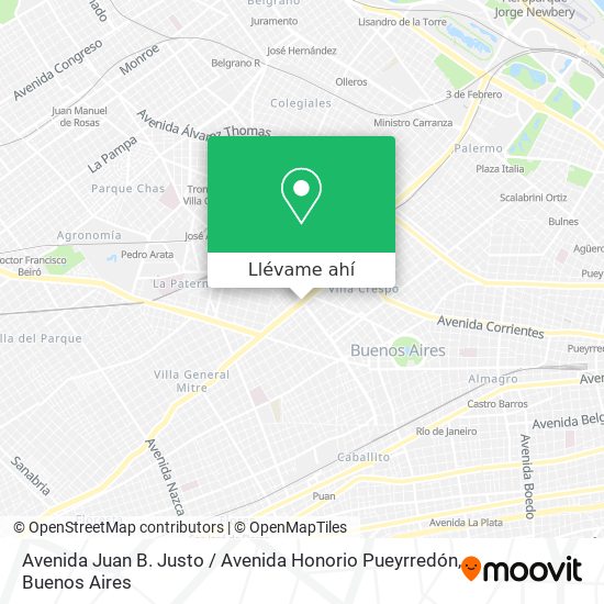 Mapa de Avenida Juan B. Justo / Avenida Honorio Pueyrredón