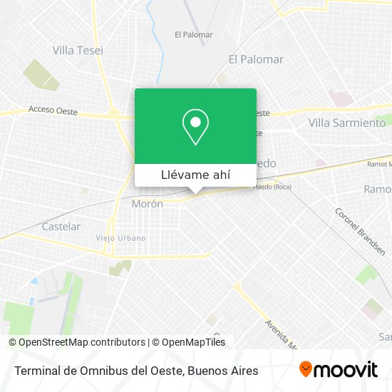 Mapa de Terminal de Omnibus del Oeste