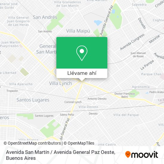 Mapa de Avenida San Martín / Avenida General Paz Oeste