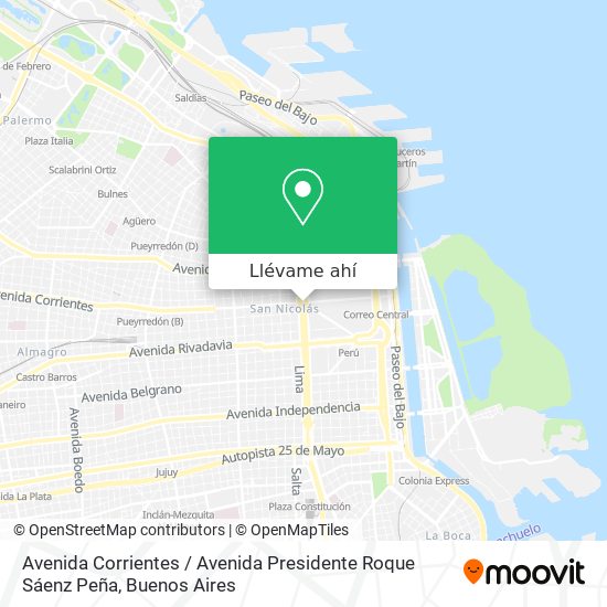 Mapa de Avenida Corrientes / Avenida Presidente Roque Sáenz Peña