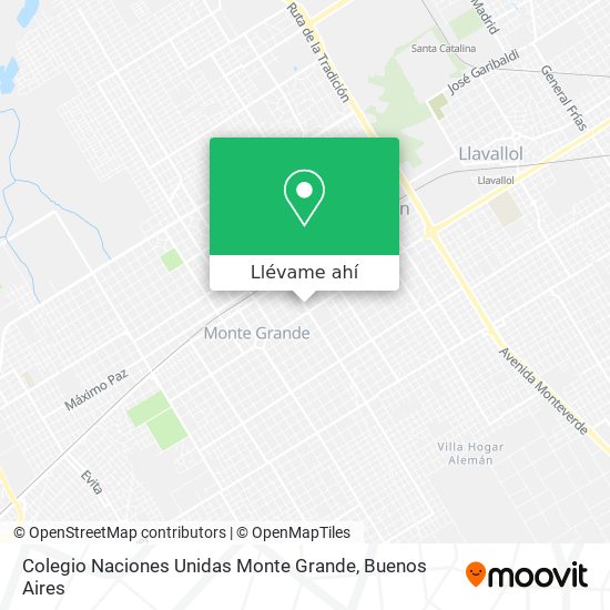 Mapa de Colegio Naciones Unidas Monte Grande