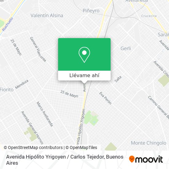 Mapa de Avenida Hipólito Yrigoyen / Carlos Tejedor