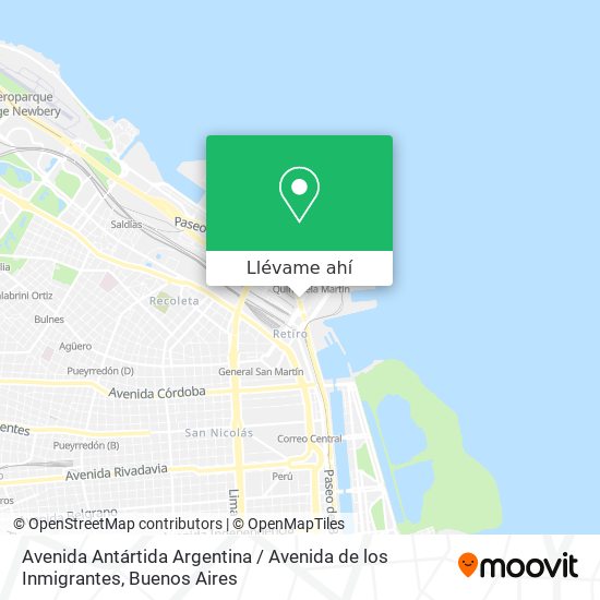 Mapa de Avenida Antártida Argentina / Avenida de los Inmigrantes