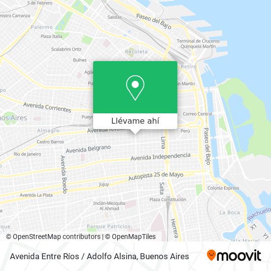 Mapa de Avenida Entre Ríos / Adolfo Alsina