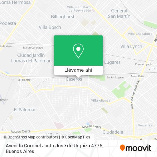 Mapa de Avenida Coronel Justo José de Urquiza 4775