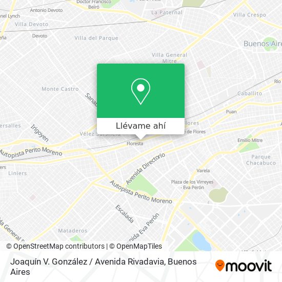 Mapa de Joaquín V. González / Avenida Rivadavia