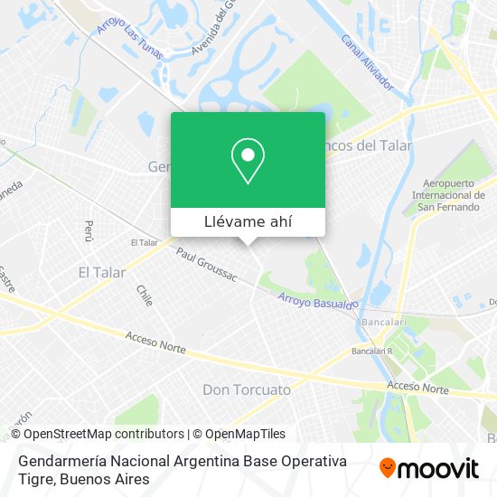 Mapa de Gendarmería Nacional Argentina Base Operativa Tigre
