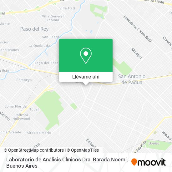 Mapa de Laboratorio de Análisis Clínicos Dra. Barada Noemí