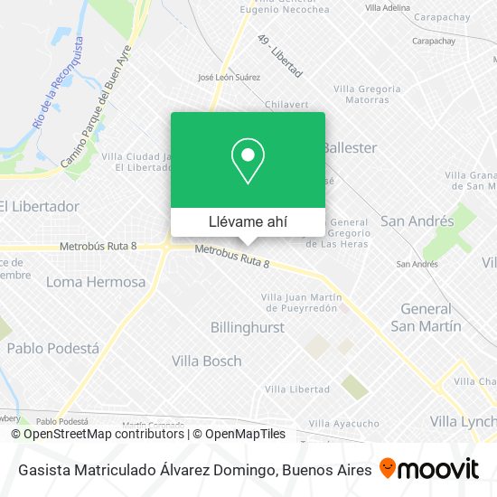 Mapa de Gasista Matriculado Álvarez Domingo