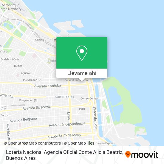 Mapa de Lotería Nacional Agencia Oficial Conte Alicia Beatriz