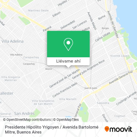 Mapa de Presidente Hipólito Yrigoyen / Avenida Bartolomé Mitre