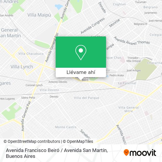 Mapa de Avenida Francisco Beiró / Avenida San Martín