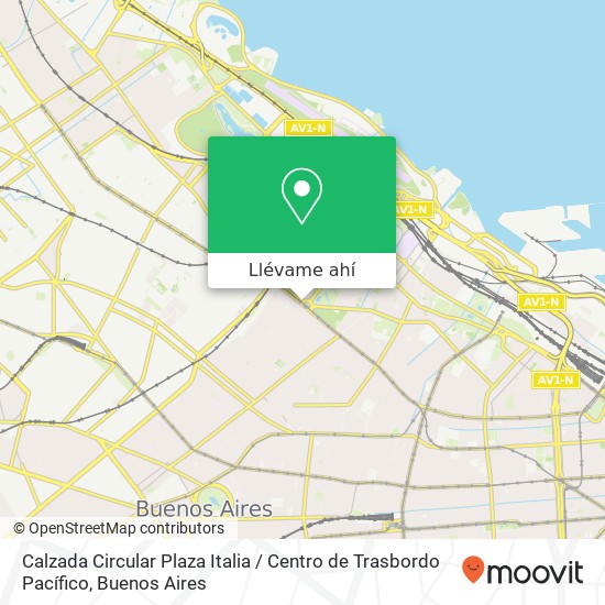 Mapa de Calzada Circular Plaza Italia / Centro de Trasbordo Pacífico