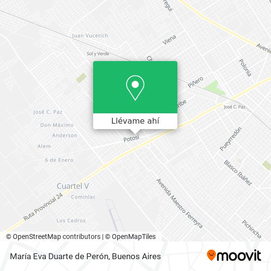 Mapa de María Eva Duarte de Perón