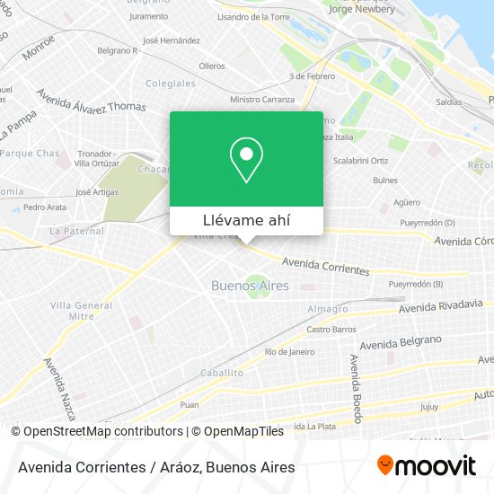 Mapa de Avenida Corrientes / Aráoz