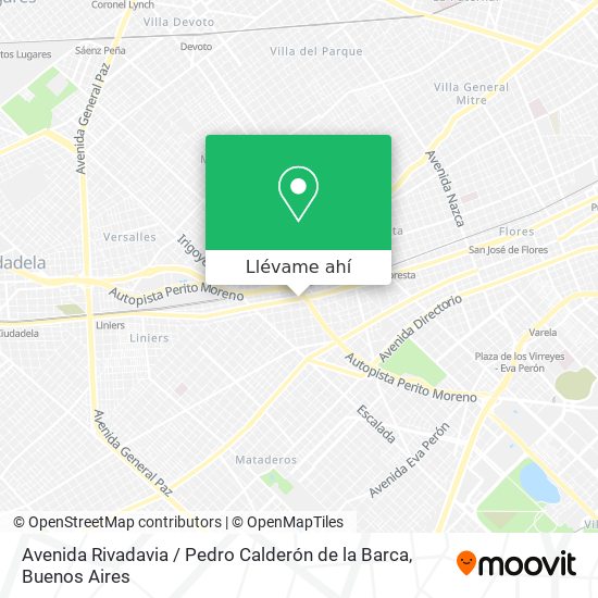 Mapa de Avenida Rivadavia / Pedro Calderón de la Barca