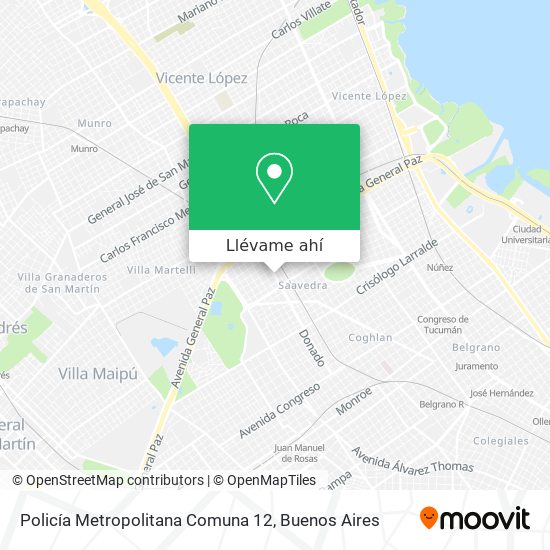 Mapa de Policía Metropolitana Comuna 12