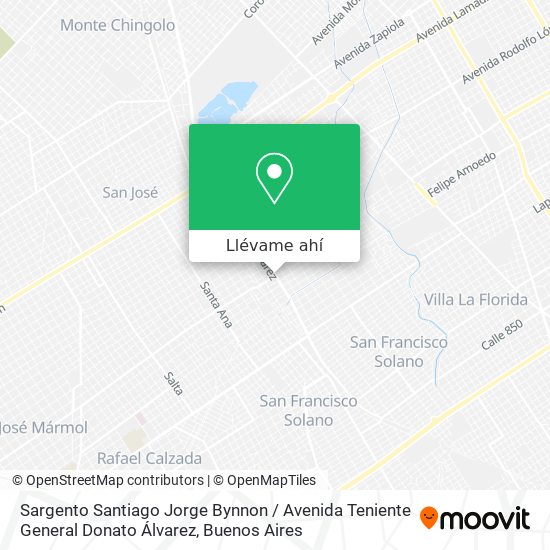 Mapa de Sargento Santiago Jorge Bynnon / Avenida Teniente General Donato Álvarez