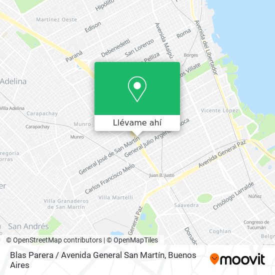 Mapa de Blas Parera / Avenida General San Martín