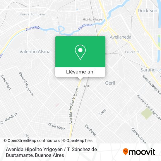 Mapa de Avenida Hipólito Yrigoyen / T. Sánchez de Bustamante