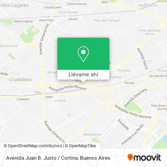 Mapa de Avenida Juan B. Justo / Cortina