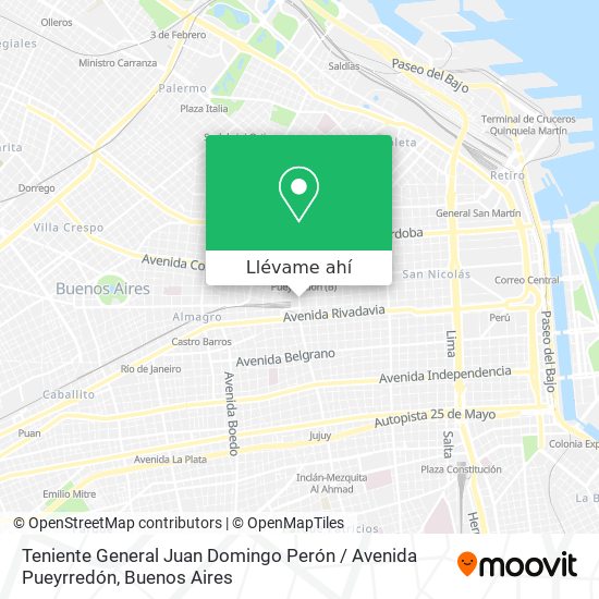 Mapa de Teniente General Juan Domingo Perón / Avenida Pueyrredón