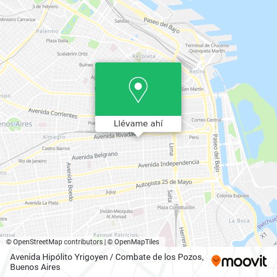 Mapa de Avenida Hipólito Yrigoyen / Combate de los Pozos