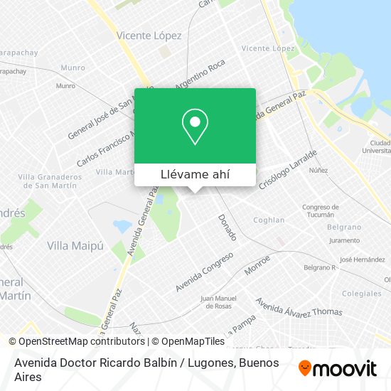 Mapa de Avenida Doctor Ricardo Balbín / Lugones