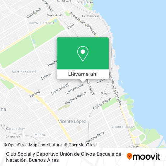 Mapa de Club Social y Deportivo Unión de Olivos-Escuela de Natación