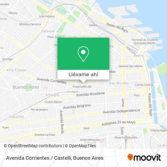 Mapa de Avenida Corrientes / Castelli