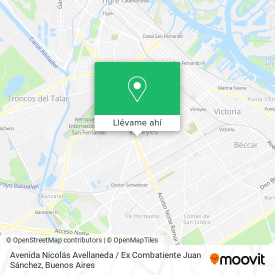 Mapa de Avenida Nicolás Avellaneda / Ex Combatiente Juan Sánchez