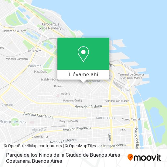 Mapa de Parque de los Ninos de la Ciudad de Buenos Aires Costanera