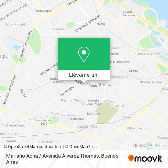 Mapa de Mariano Acha / Avenida Álvarez Thomas