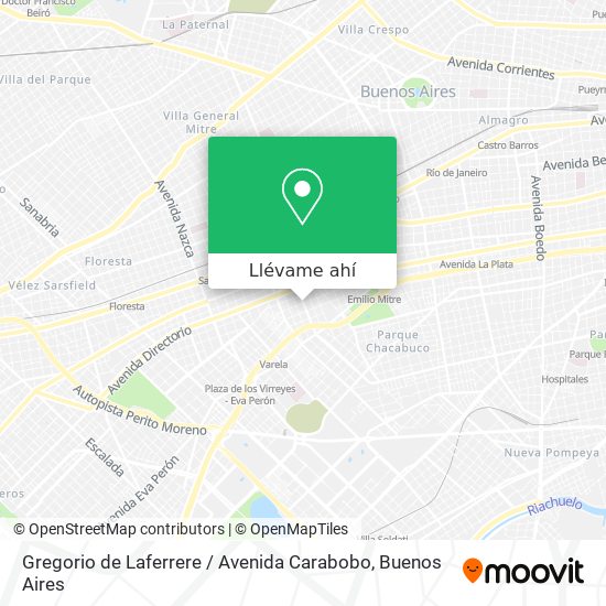 Mapa de Gregorio de Laferrere / Avenida Carabobo