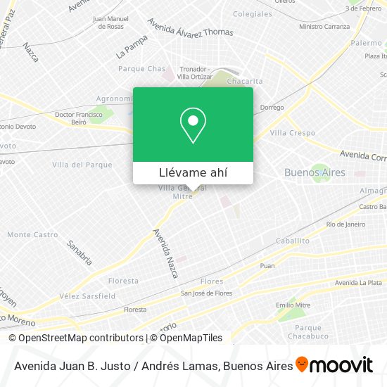 Mapa de Avenida Juan B. Justo / Andrés Lamas