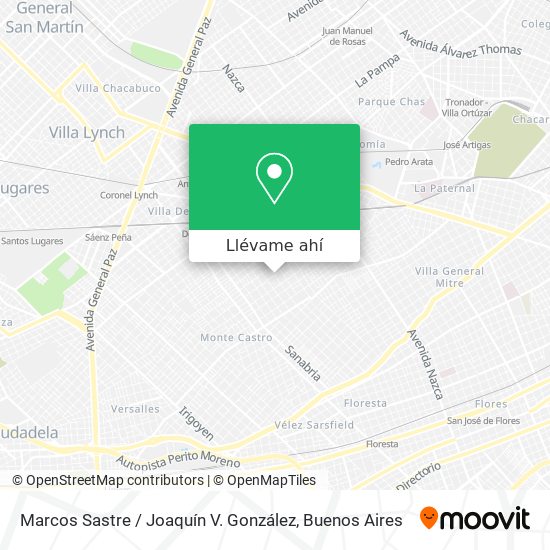 Mapa de Marcos Sastre / Joaquín V. González