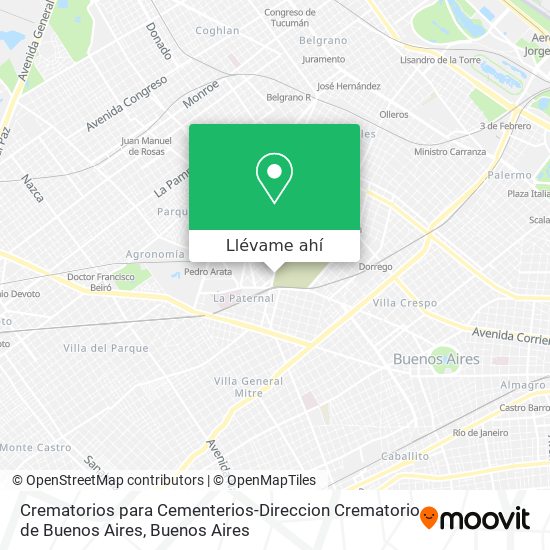 Mapa de Crematorios para Cementerios-Direccion Crematorio de Buenos Aires