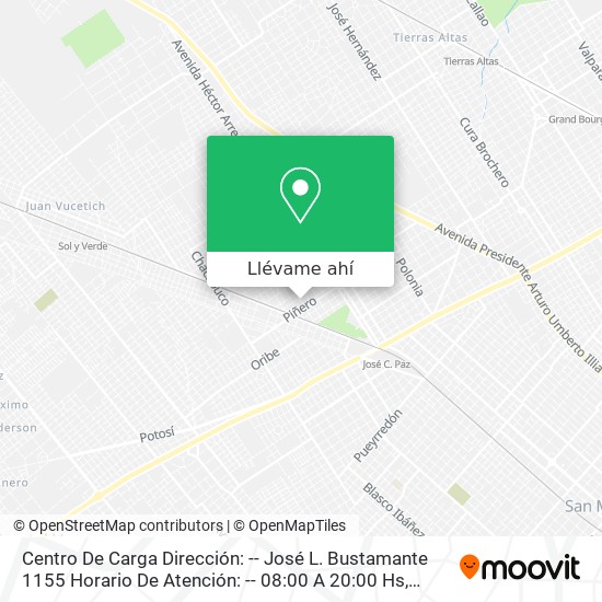 Mapa de Centro De Carga   Dirección: -- José L. Bustamante 1155    Horario De Atención: -- 08:00 A 20:00 Hs