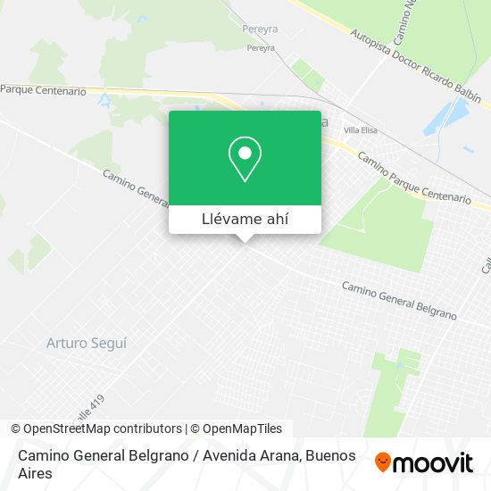 Mapa de Camino General Belgrano / Avenida Arana