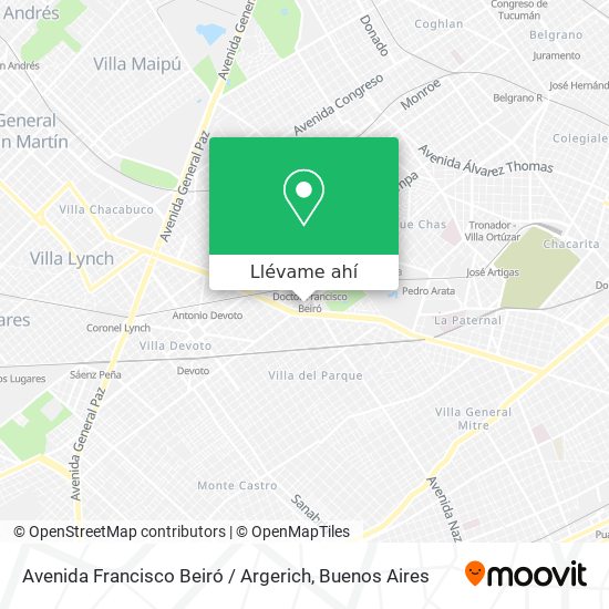 Mapa de Avenida Francisco Beiró / Argerich