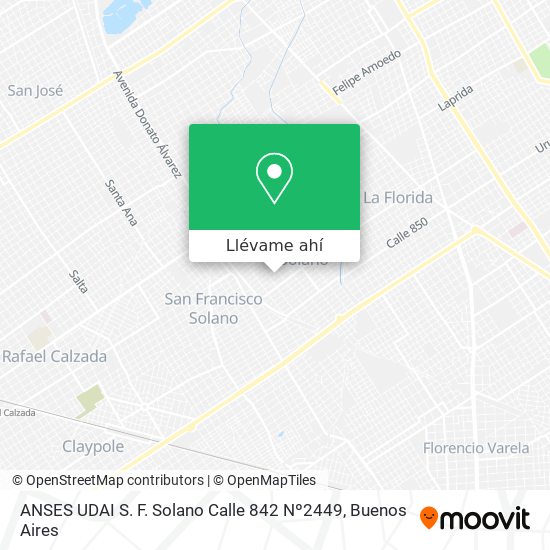 Mapa de ANSES UDAI S. F. Solano Calle 842 Nº2449
