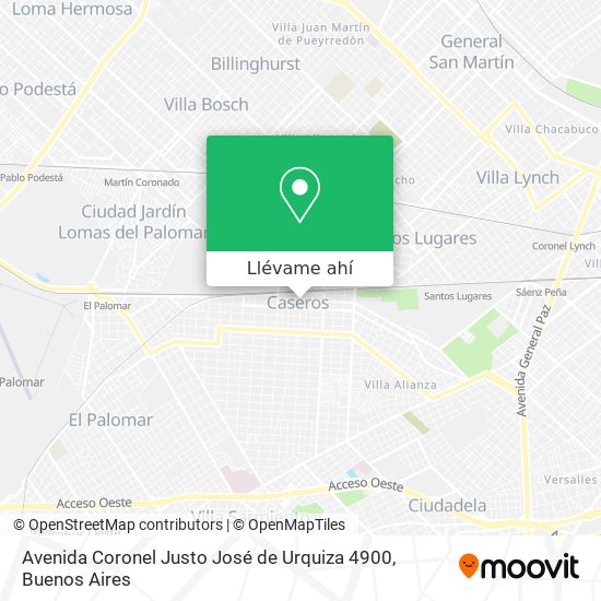 Mapa de Avenida Coronel Justo José de Urquiza 4900