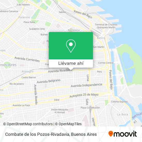 Mapa de Combate de los Pozos-Rivadavia