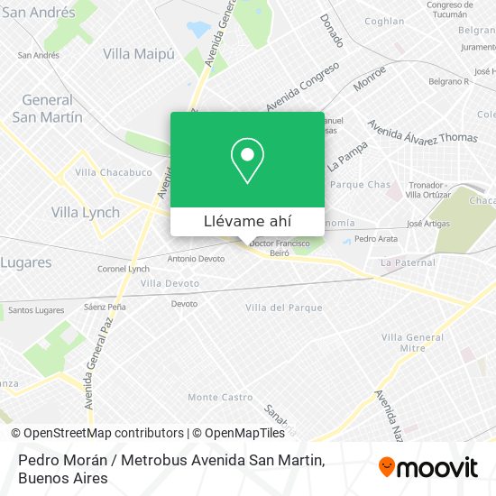 Mapa de Pedro Morán / Metrobus Avenida San Martin